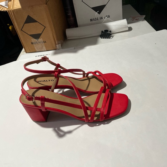 Rialto Red Strappy Sandals with Slim Heel - Picture 3 of 4